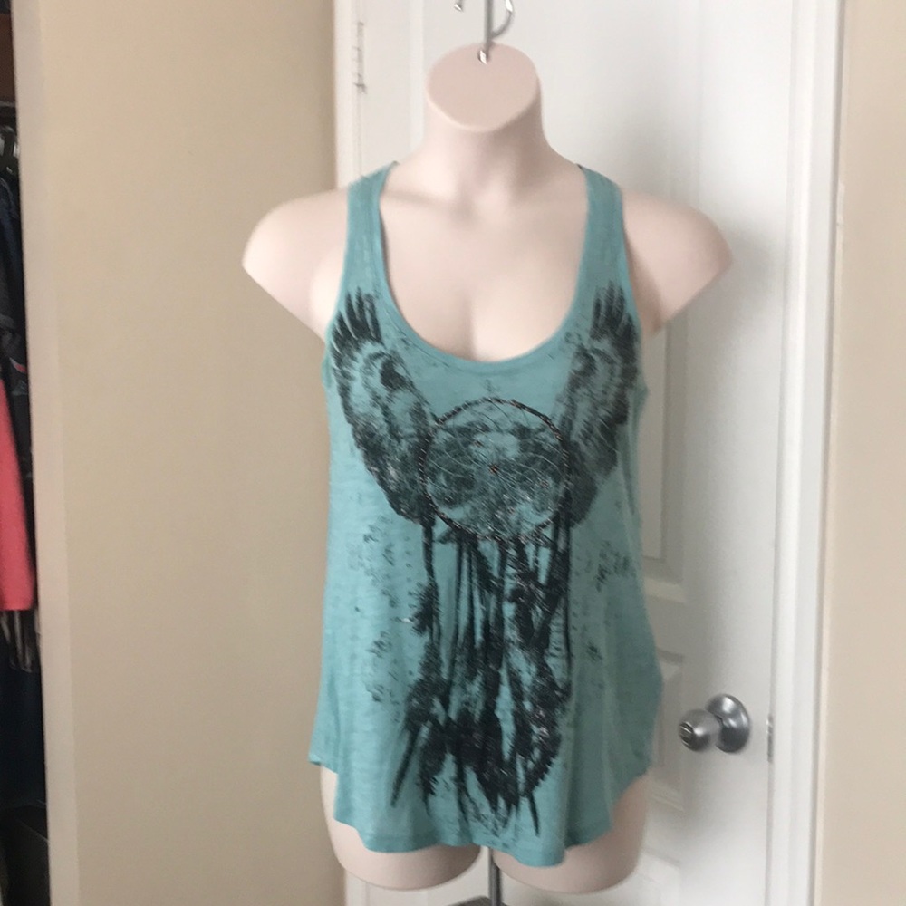 Women’s Rock & Republic aqua racer back tank top